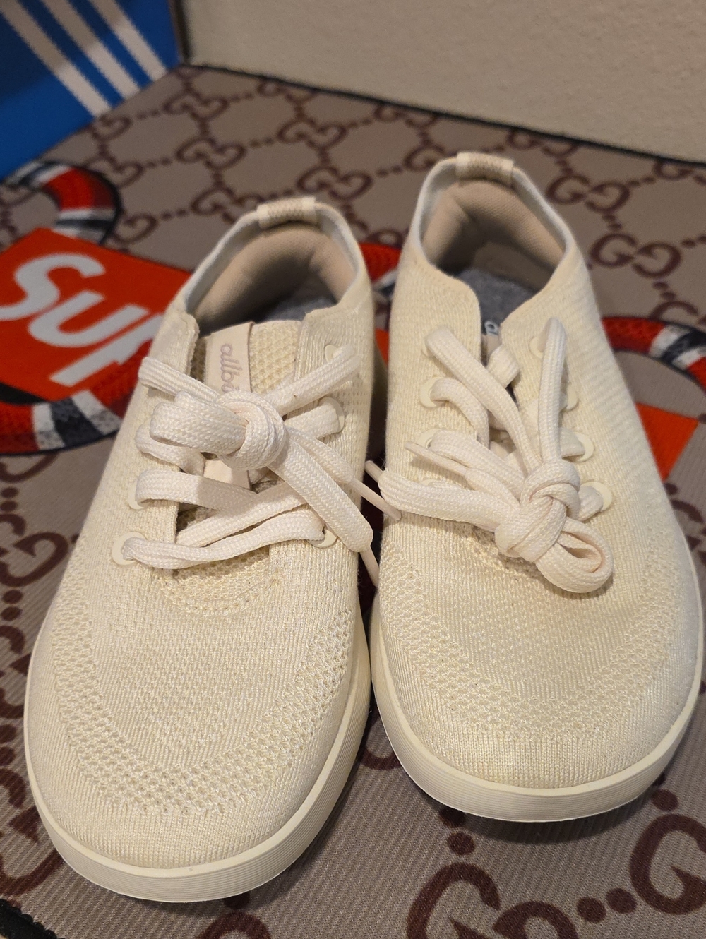 allbirds Cream Knit Lace-Up Sneakers Size 6 Womens